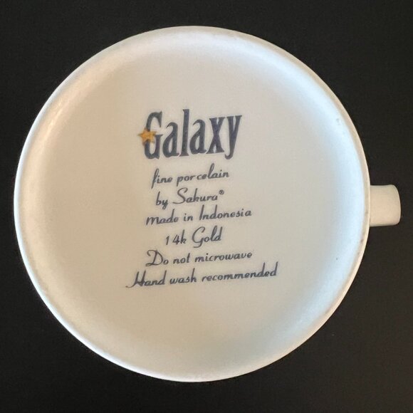 Sakura GALAXY BLUE 14k Gold Stars & Accents Cobalt Blue Fine Porcelain Cup Mug - Picture 13 of 15